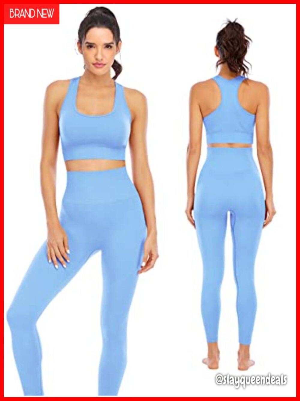 2 Piece Workout Set Nylon Spandex High Waisted Seamless Leggings Padded Sports
